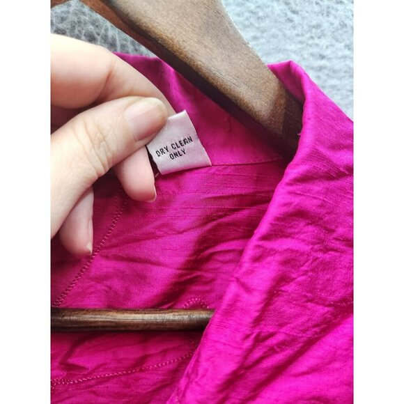 Chicos Fuchsia Silk Embroidered Button-Up Jacket Size L - Picture 3 of 5